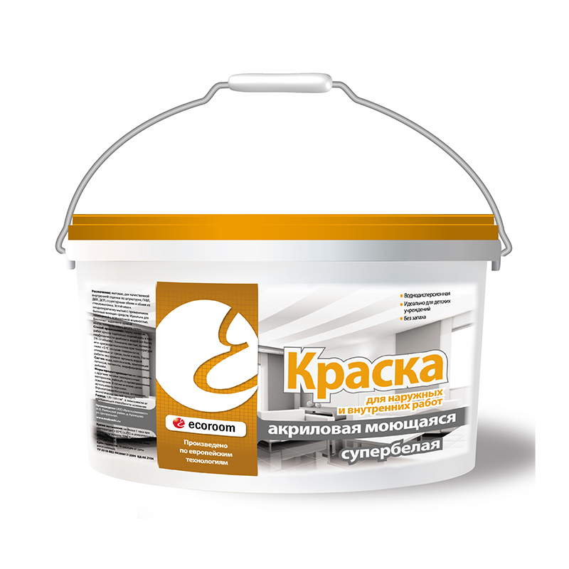 19 - Краска акриловая ecoroom моющаяся супербелая